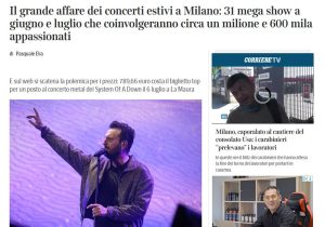 Il grande affare dei concerti estivi a Milano: 31 mega show a giugno e luglio che coinvolgeranno circa un milione e 600 mila appassionati